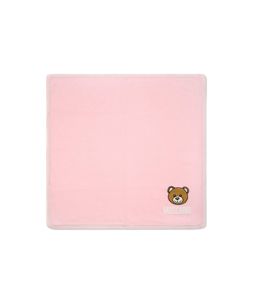 Moschino Kids Coperta Rosa con Intarso Teddy Bear per Neonati