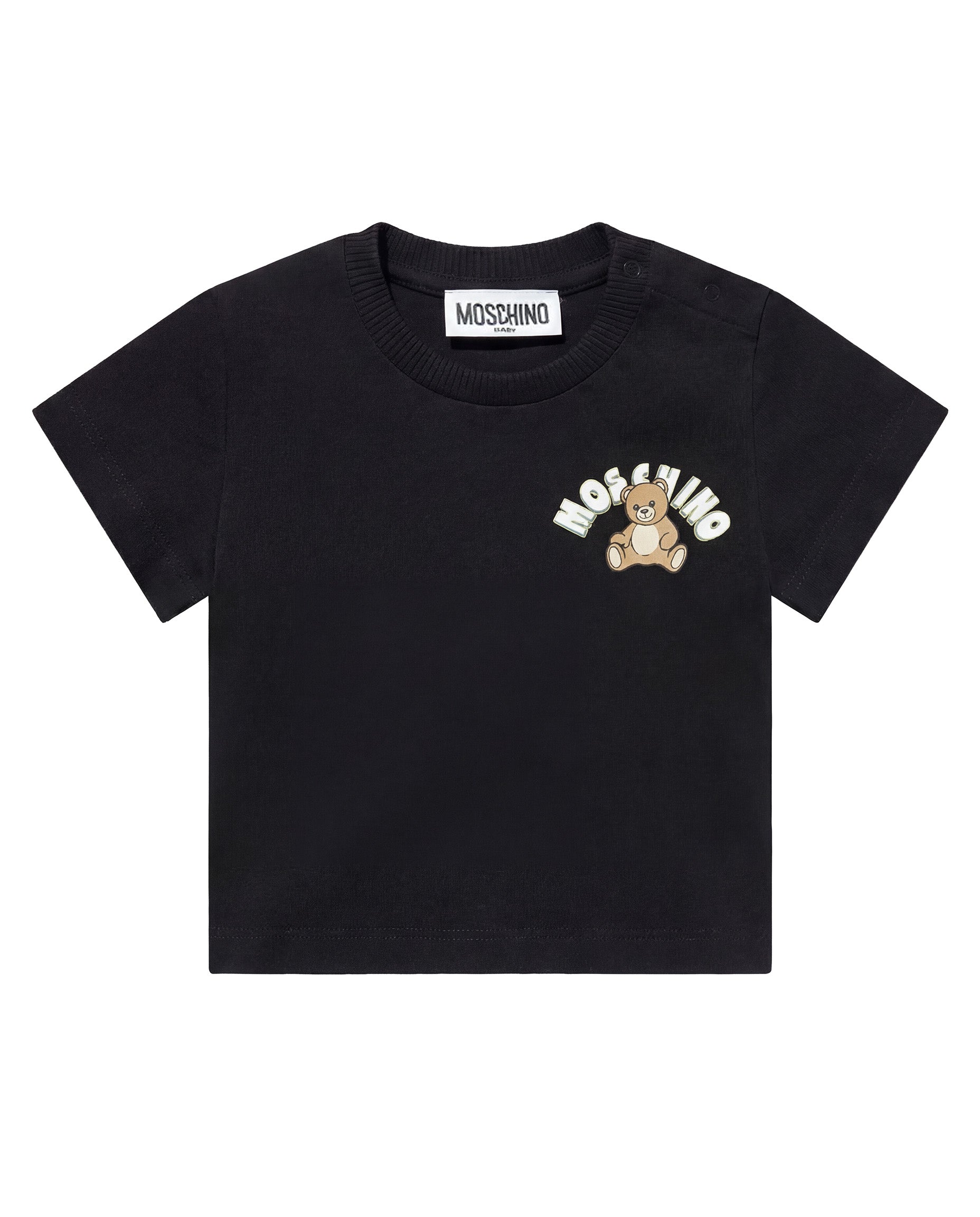 Moschino Kids T-Shirt Nero con Logo Teddy Bear per Neonato