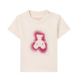 Palm Angels Kids T-Shirt Off-White con Stampa Teddy e Logo per Neonate