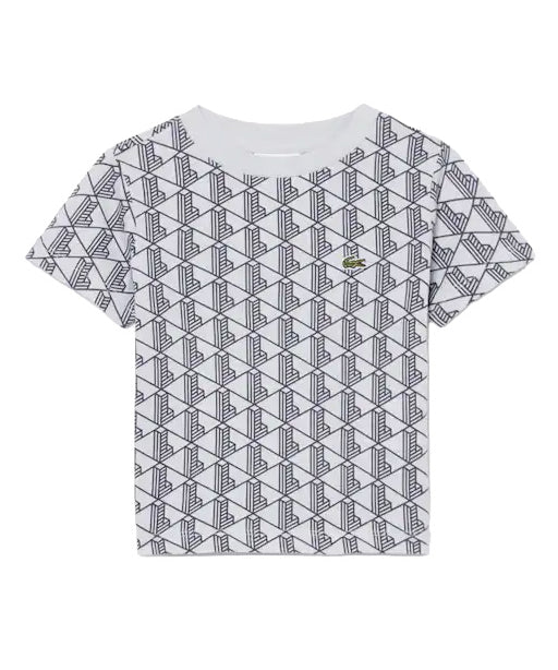 Lacoste Kids T-Shirt Grigio con Stampa All-Over per Bambini