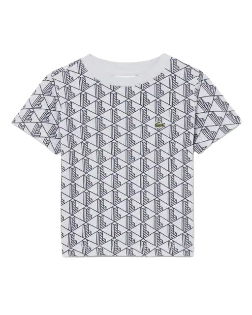 Lacoste Kids T-Shirt Grigio con Stampa All-Over per Bambini