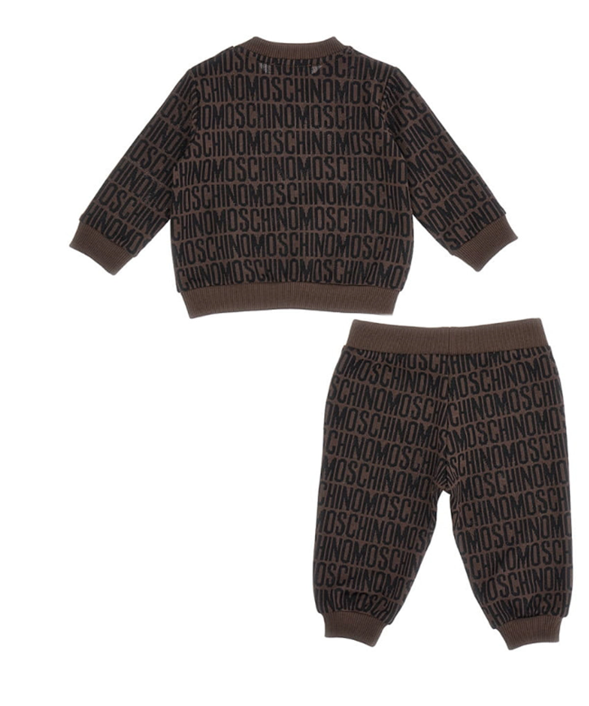 Moschino Kids Tuta Marrone con Logo Jacquard per Neonati (retro)
