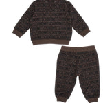Moschino Kids Tuta Marrone con Logo Jacquard per Neonati (retro)