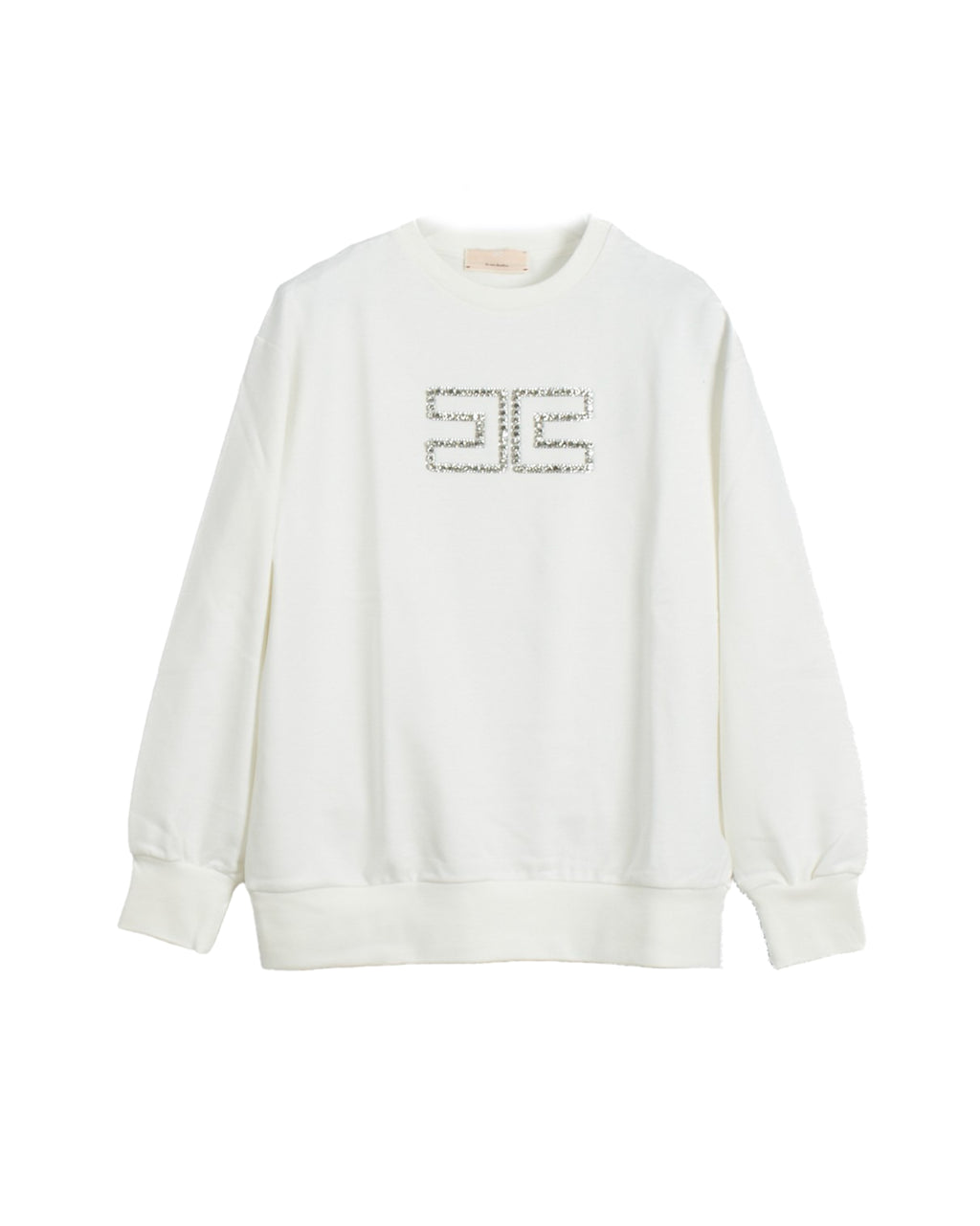 Elisabetta Franchi La Mia Bambina Felpa Panna Girocollo con Logo per Bambine