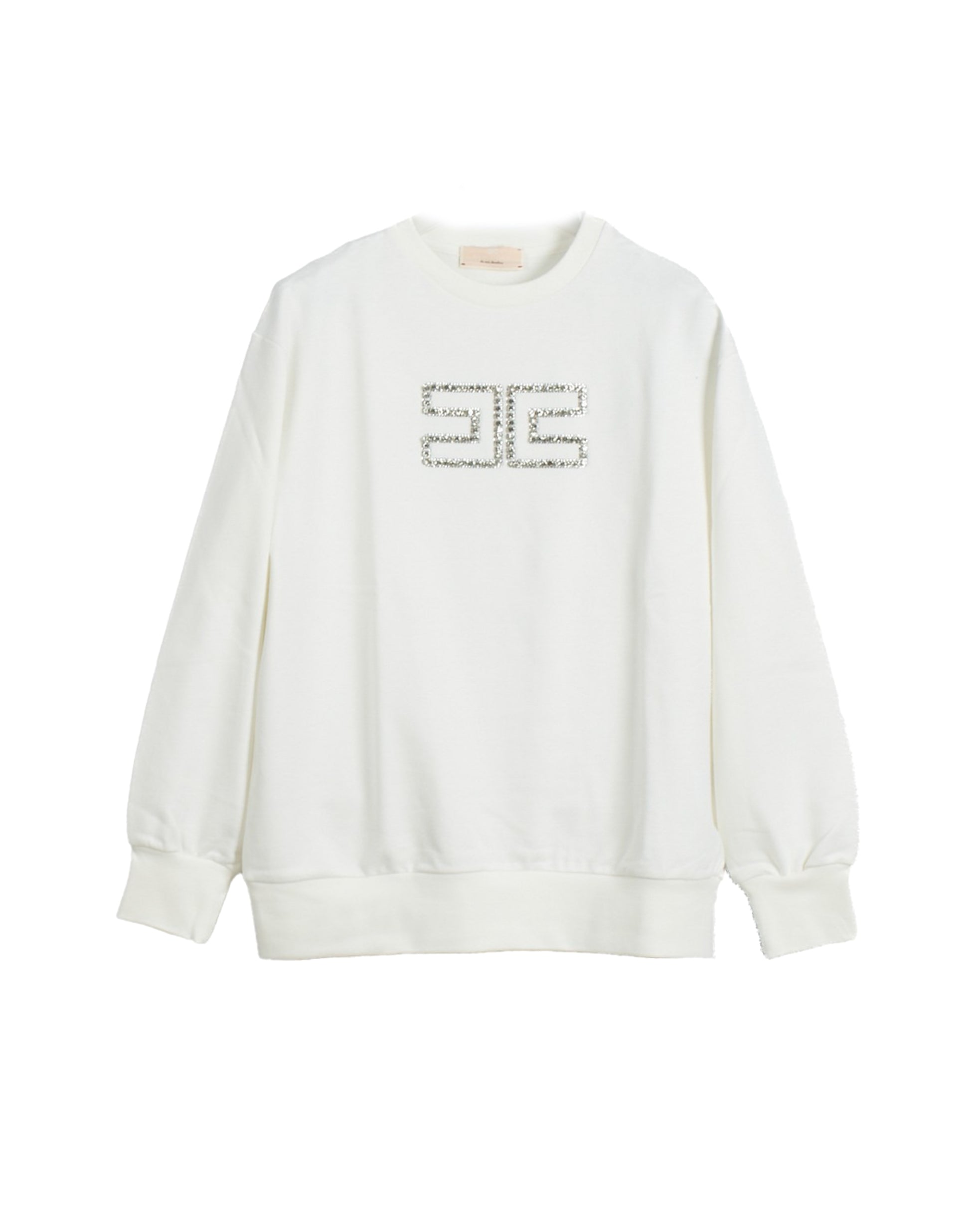 Elisabetta Franchi La Mia Bambina Felpa Panna Girocollo con Logo per Bambine