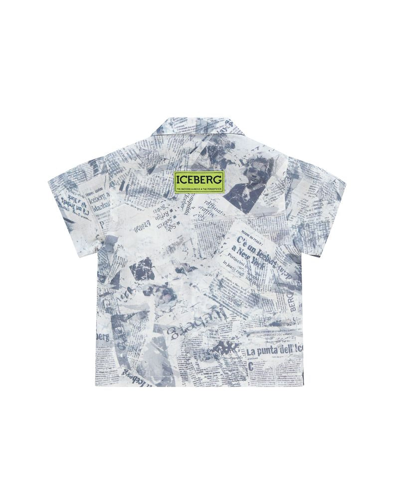 Iceberg Kids Camicia Bianco Fantasia per Neonati