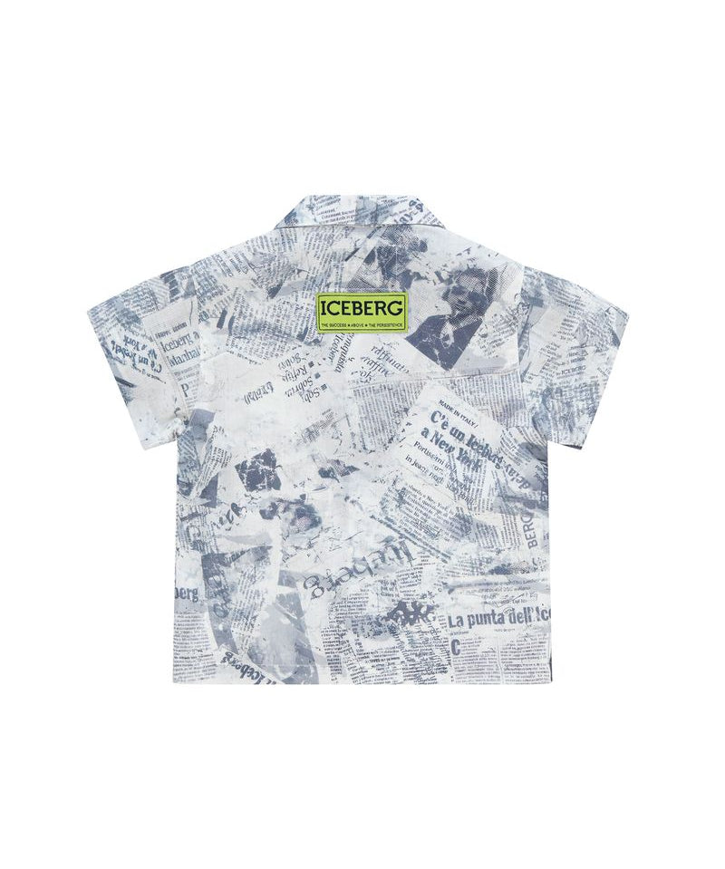 Iceberg Kids Camicia Bianco Fantasia per Neonati