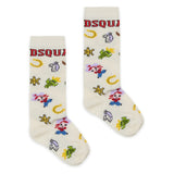 Dsquared2 Kids Calzini Avorio e Multicolor Unisex