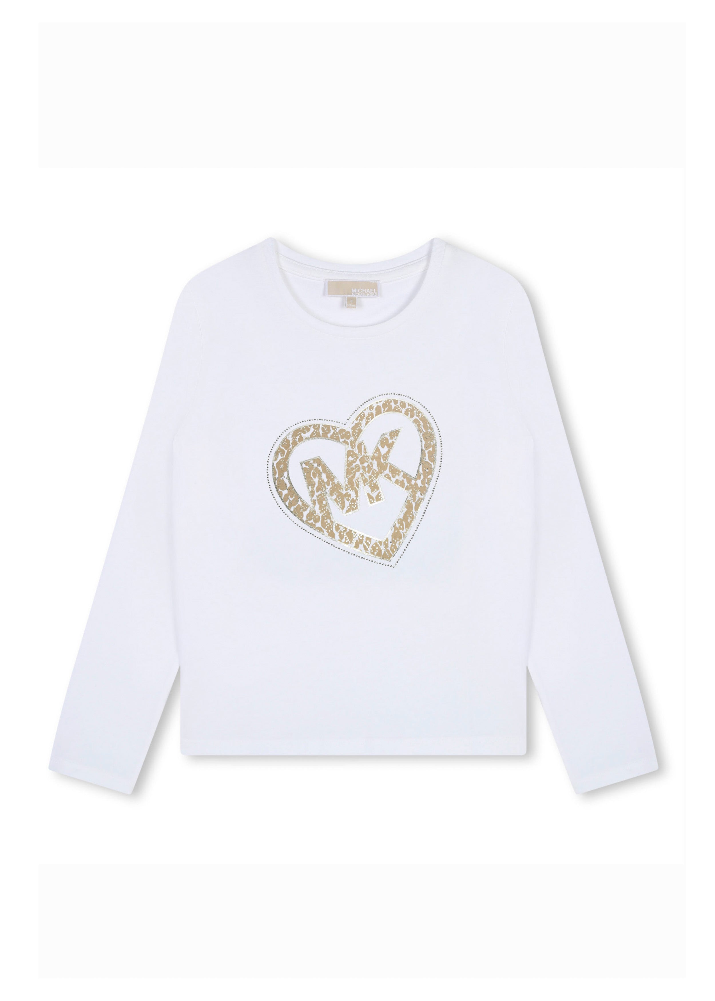 Michael Kors Kids T-shirt Lunghe Maniche Bianca con Logo per Bambine