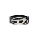 Diesel Kids Black Leather Belt with Oval D Logo