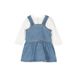 Moschino Kids Abito Denim con Teddy Bear con T-shirt Bianca per Neonate (retro)