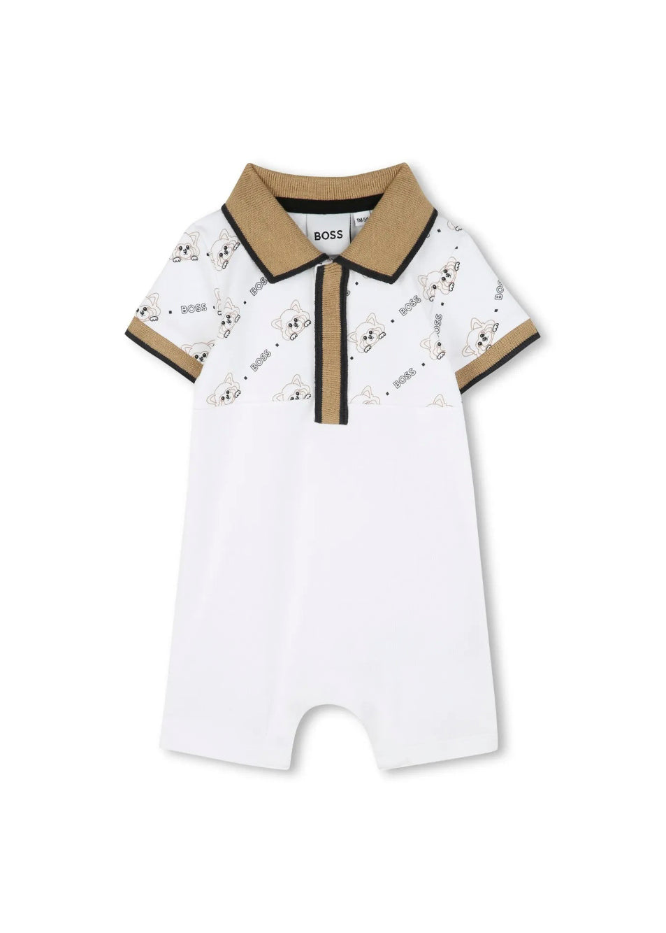 Boss Kids Pagliaccetto Bianco con Stampa Fox per Neonati