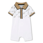 Boss Kids Pagliaccetto Bianco con Stampa Fox per Neonati