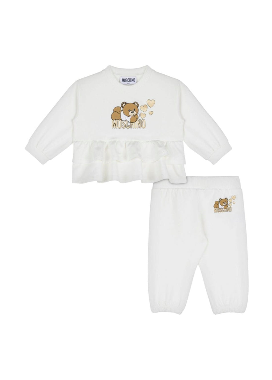 Moschino Kids Blusa Panna con Stampa con Leggings Panna per Neonate