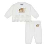 Moschino Kids Blusa Panna con Stampa con Leggings Panna per Neonate