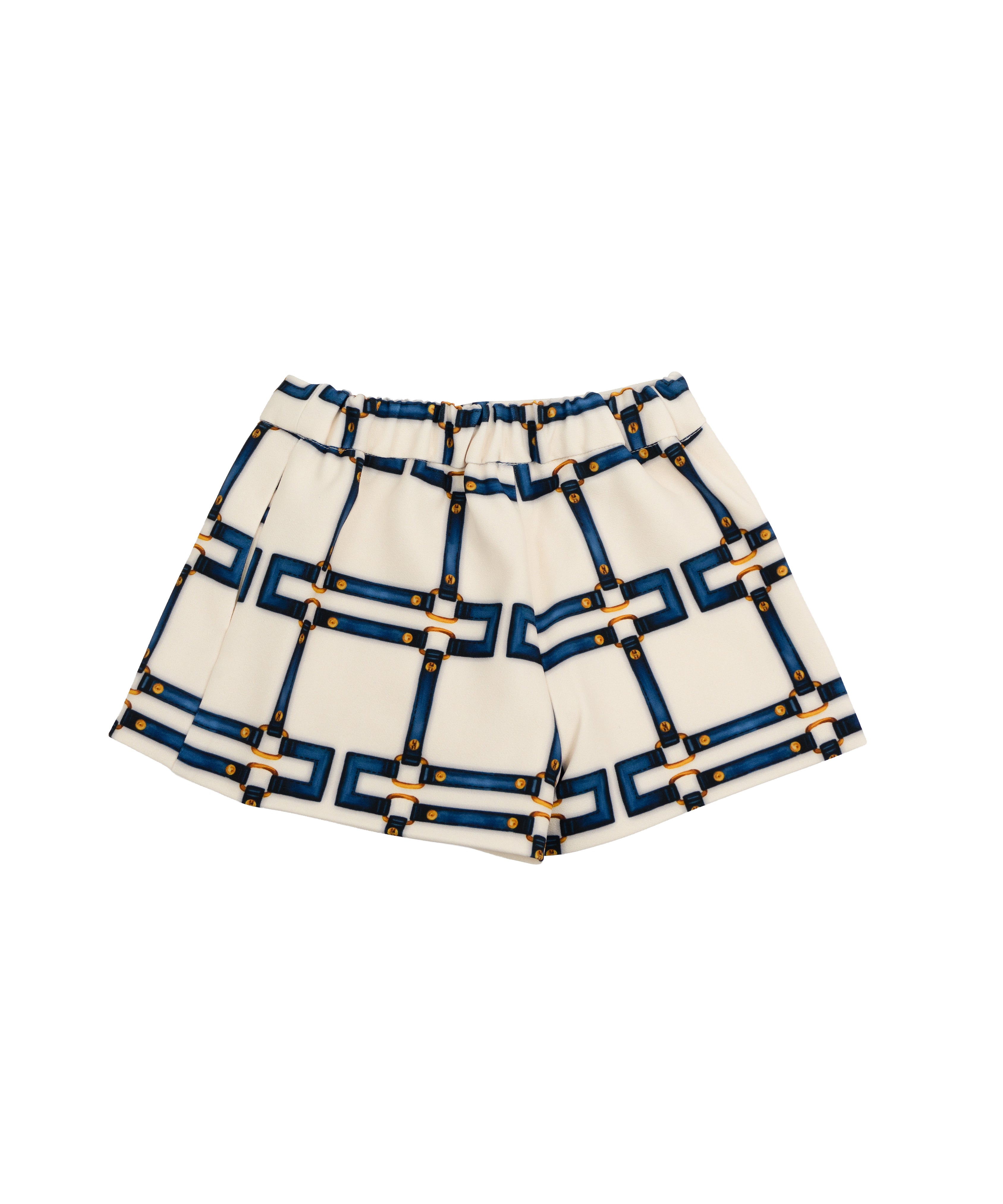 Elisabetta Franchi La Mia Bambina Short Avorio con Motivo a Catene Blu per Neonate