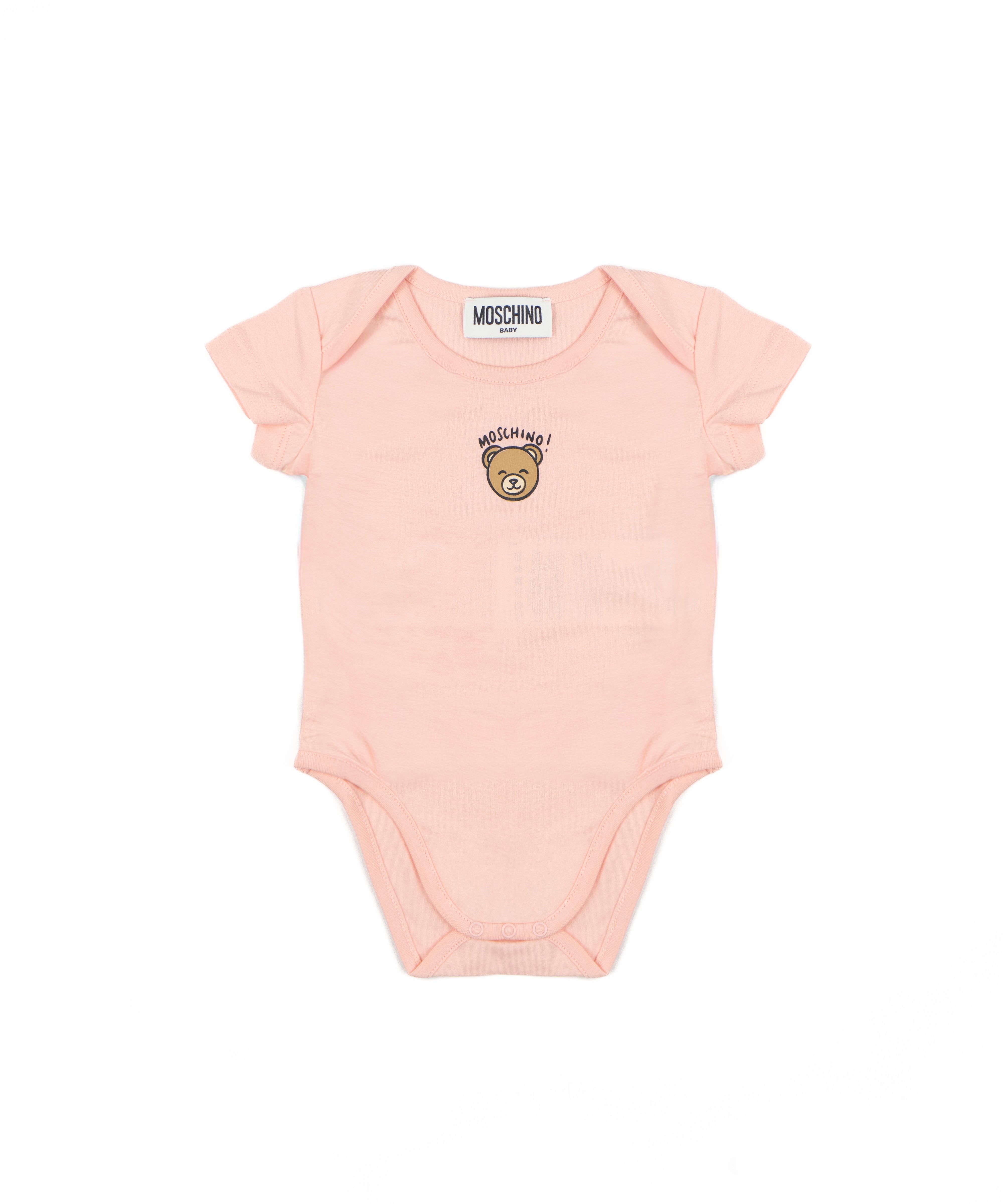Moschino Kids Body Rosa con Stampa Logo Teddy per Neonate