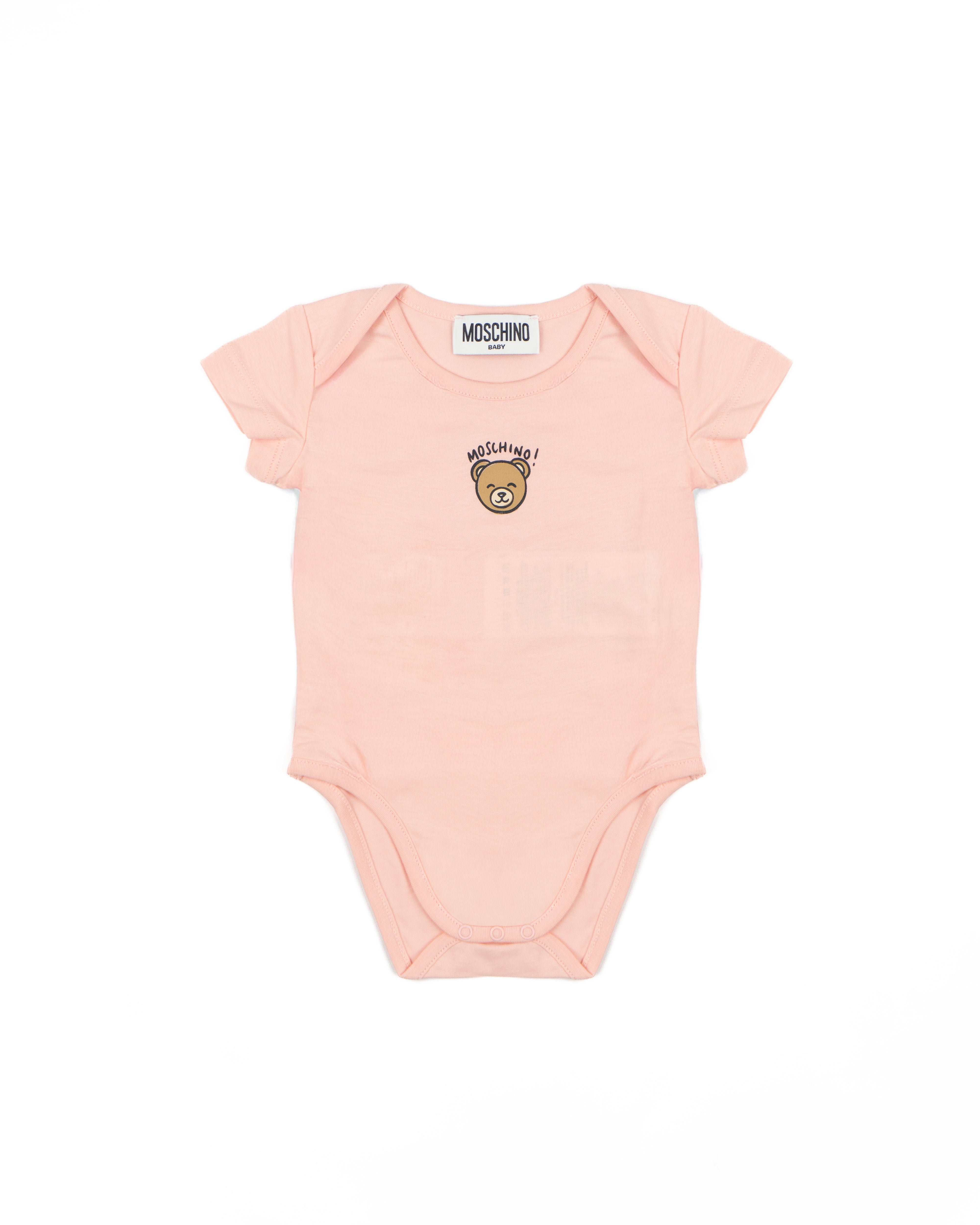 Moschino Kids Body Rosa con Stampa Logo Teddy per Neonate
