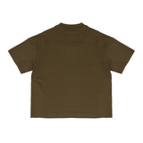 Yes London Kids T-Shirt Verde Militare con Dettagli Panna e Applicazione su Logo per Bambini