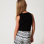 Twinset Kids Top Nero con Aperture per Bambine