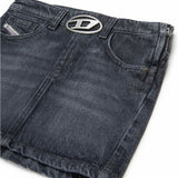 Diesel Kids Black Denim Skirt with Oval D for Girls