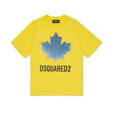 Dsquared2 Kids T-shirt Gialla con Stampa Logo Foglio D'acero per Bambini