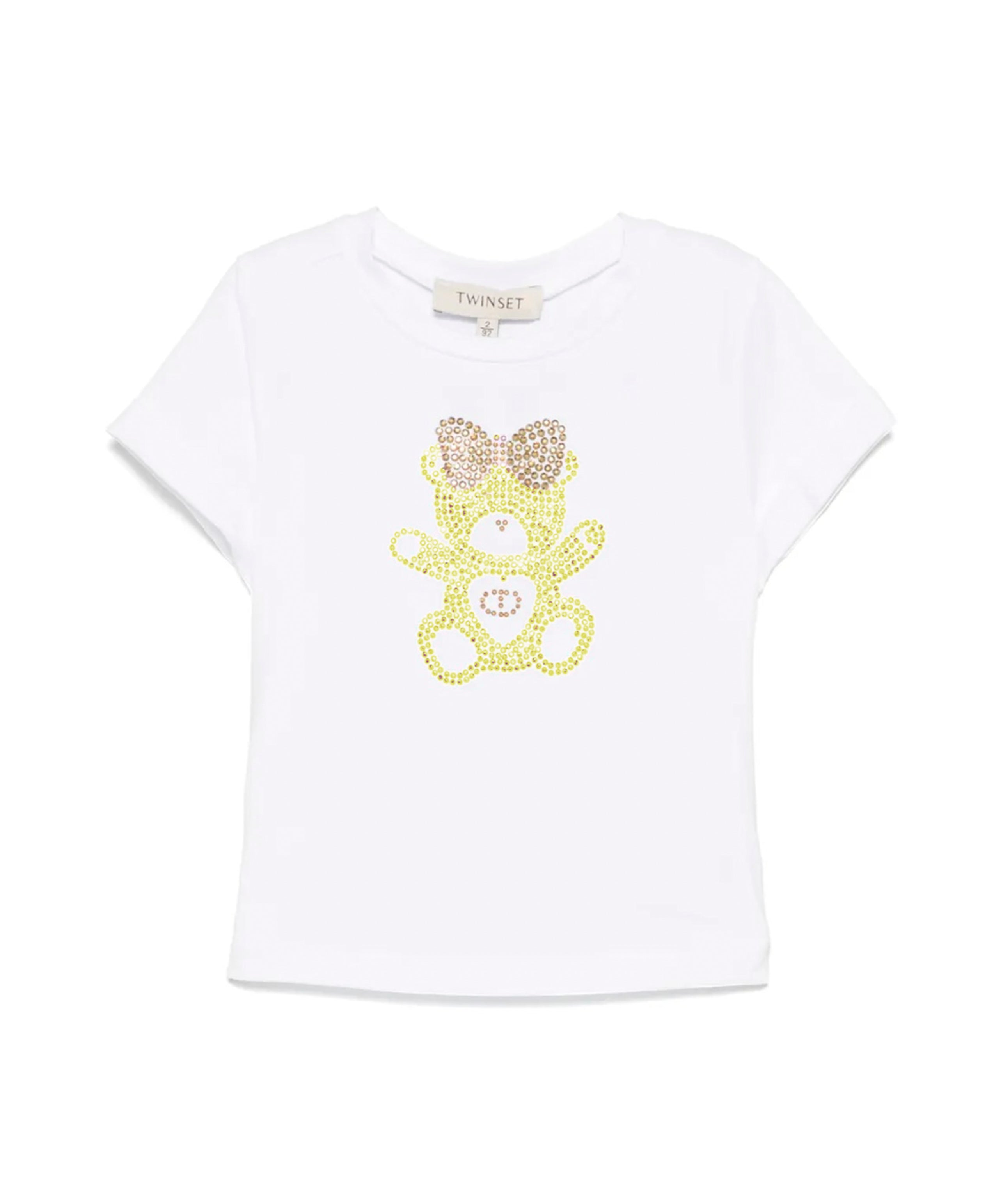 Twinset Kids T-Shirt Bianca con Applicazione Strass per Bambine
