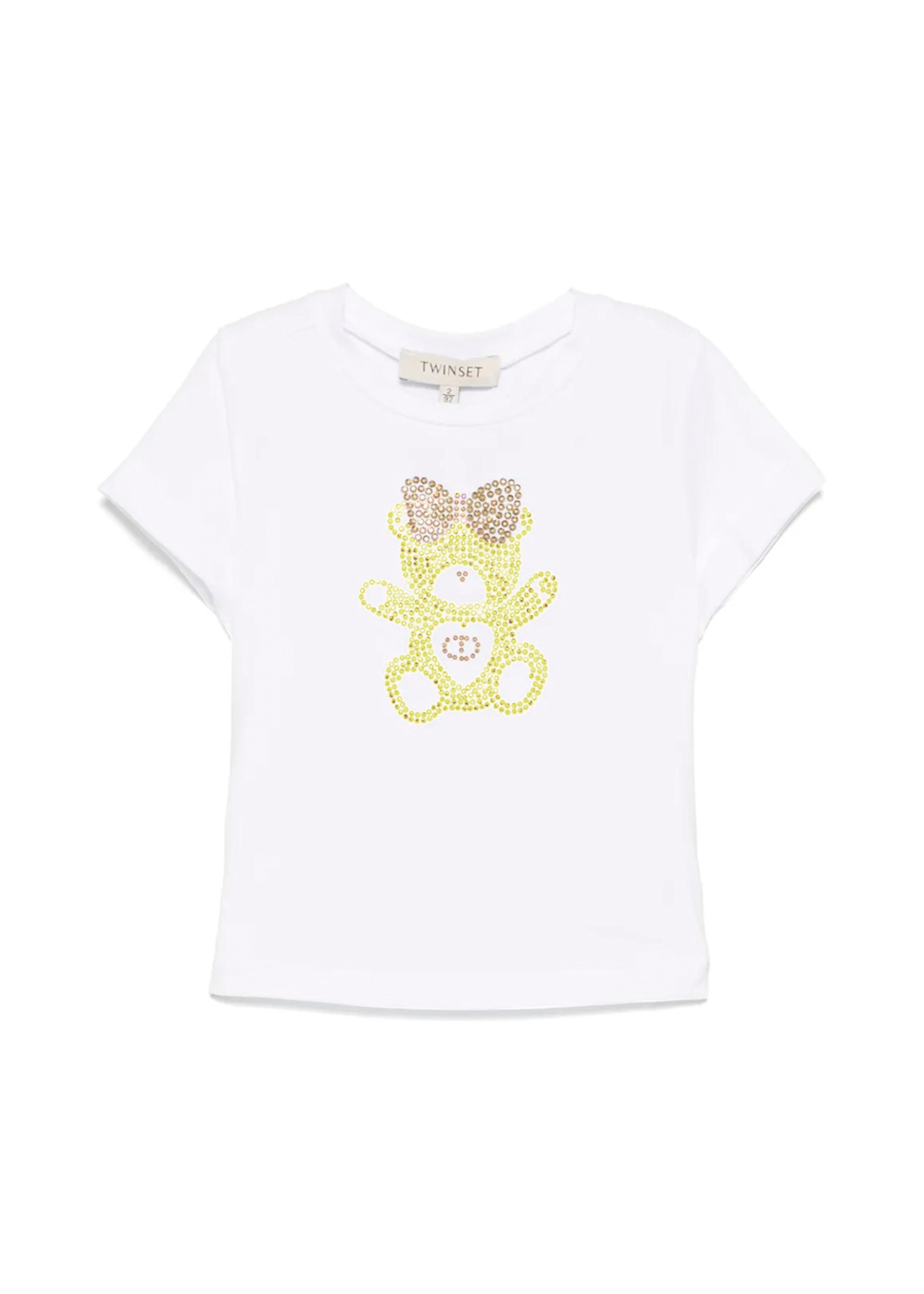 Twinset Kids T-Shirt Bianca con Applicazione Strass per Bambine