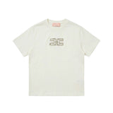 Elisabetta Franchi La Mia Bambina T-shirt Avorio con Logo Effetto Metallico oro per Bambine