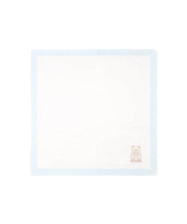 Moschino Kids Coperta Panna/Celeste a Righe per Neonati