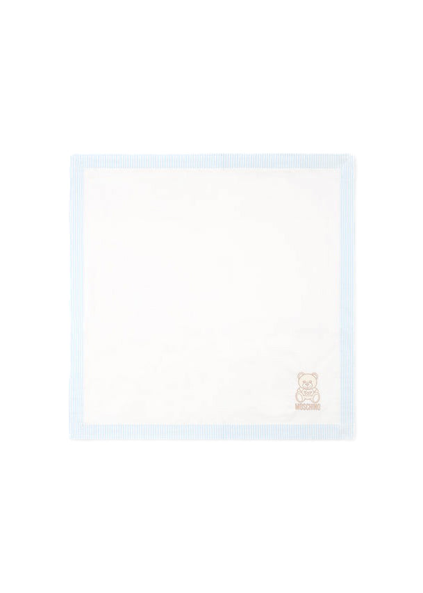 Moschino Kids Coperta Panna/Celeste a Righe per Neonati