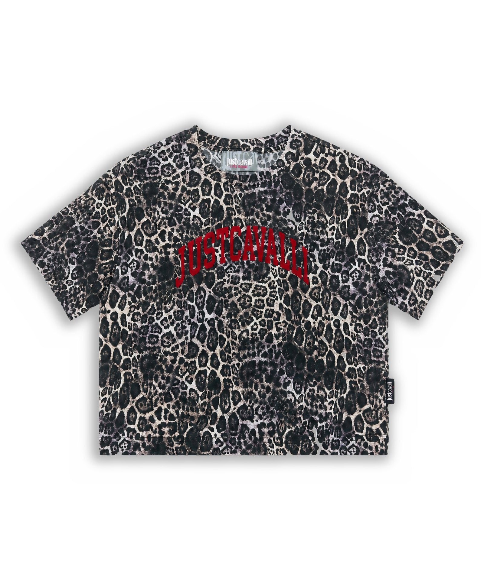 JUST CAVALLI KIDS T-shirt con stampa leopardo e logo ricamato per Bambini