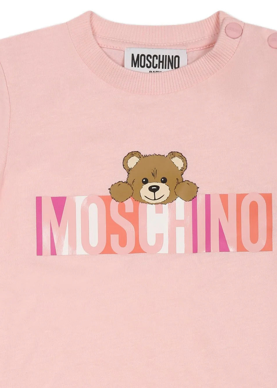 Moschino Kids Tutina Rosa con Stampa Colorful per Neonate