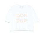 Dondup Kids T-Shirt Bianca Crop con Logo per Bambine