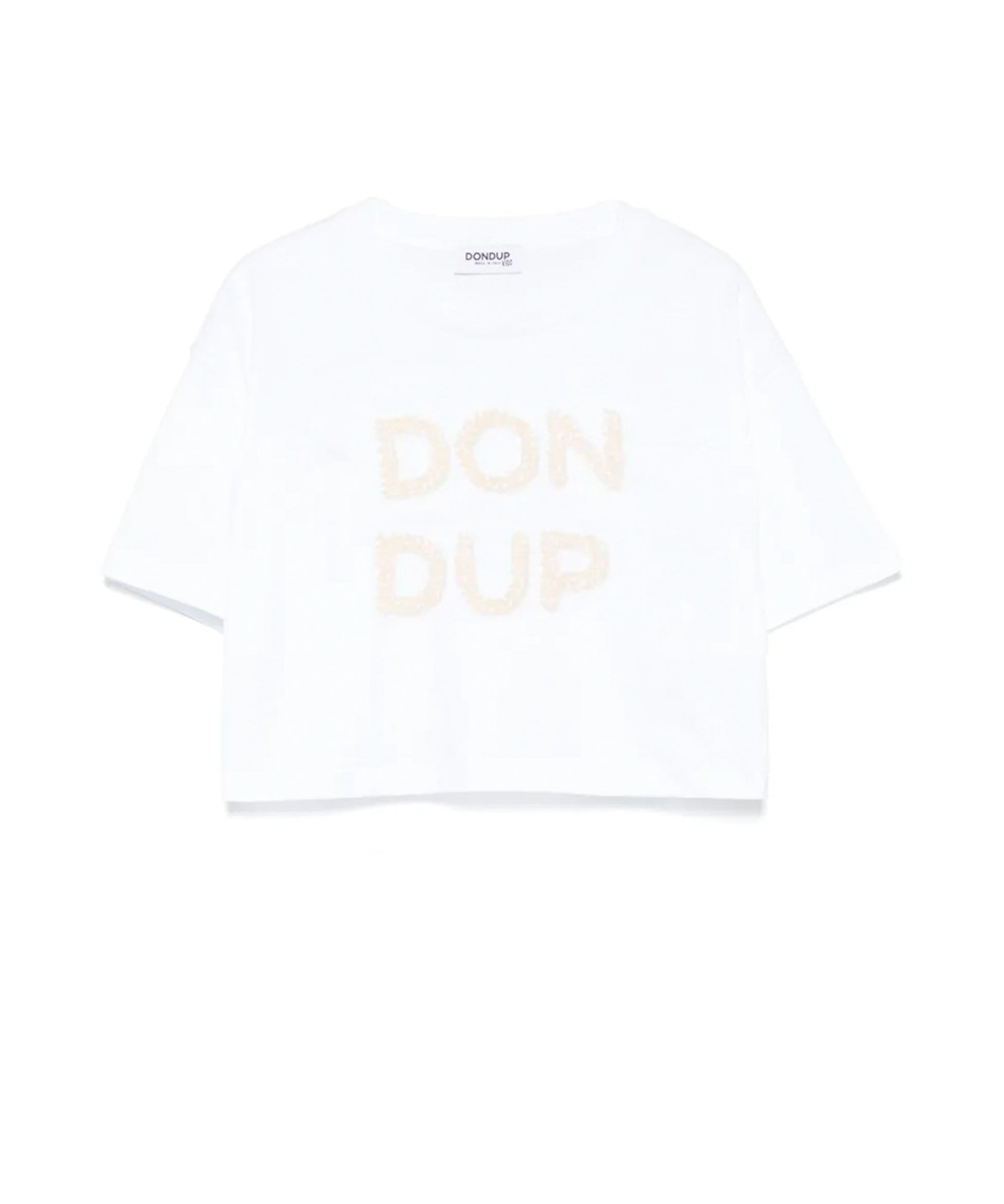 Dondup Kids T-Shirt Bianca Crop con Logo per Bambine
