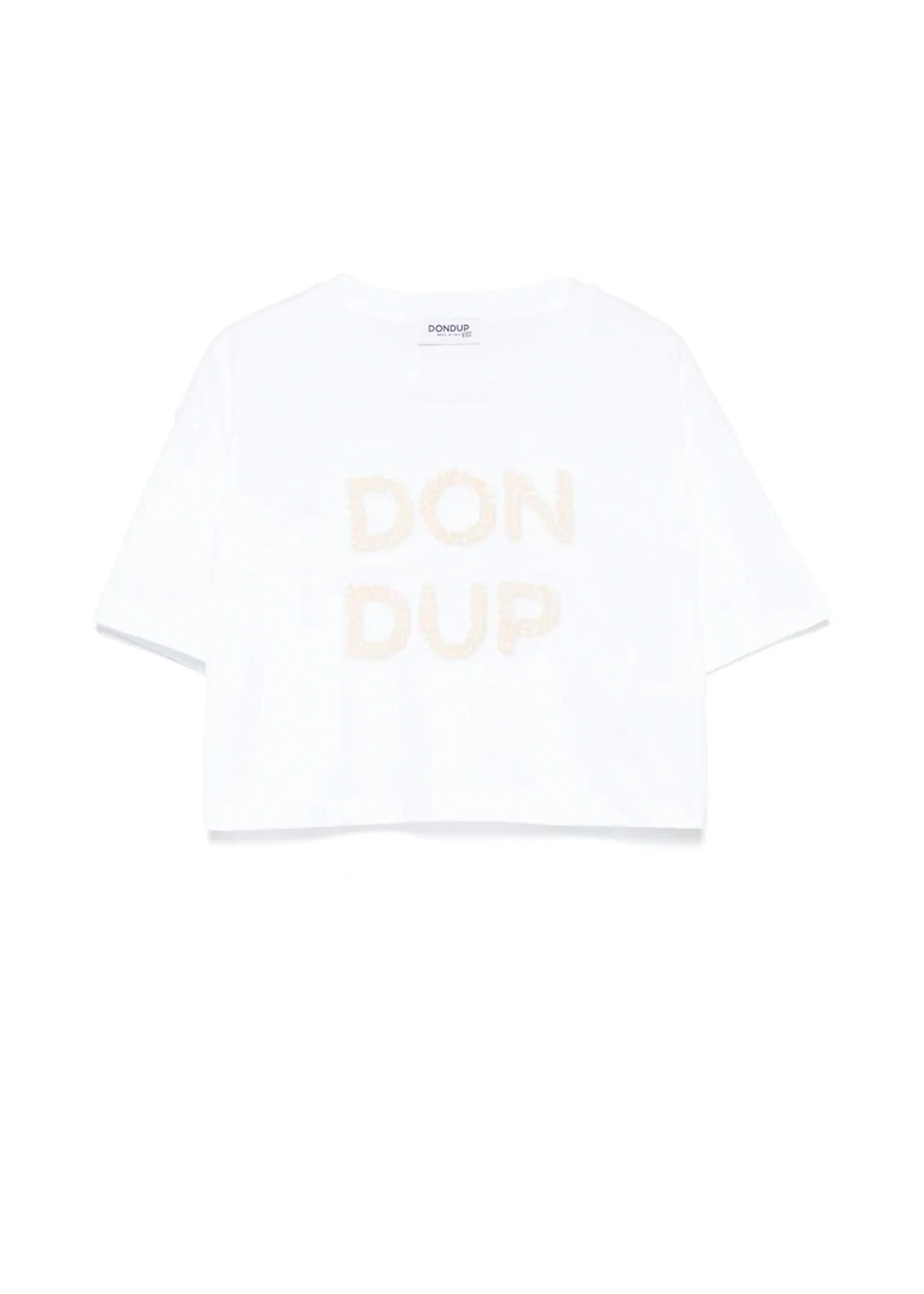Dondup Kids T-Shirt Bianca Crop con Logo per Bambine