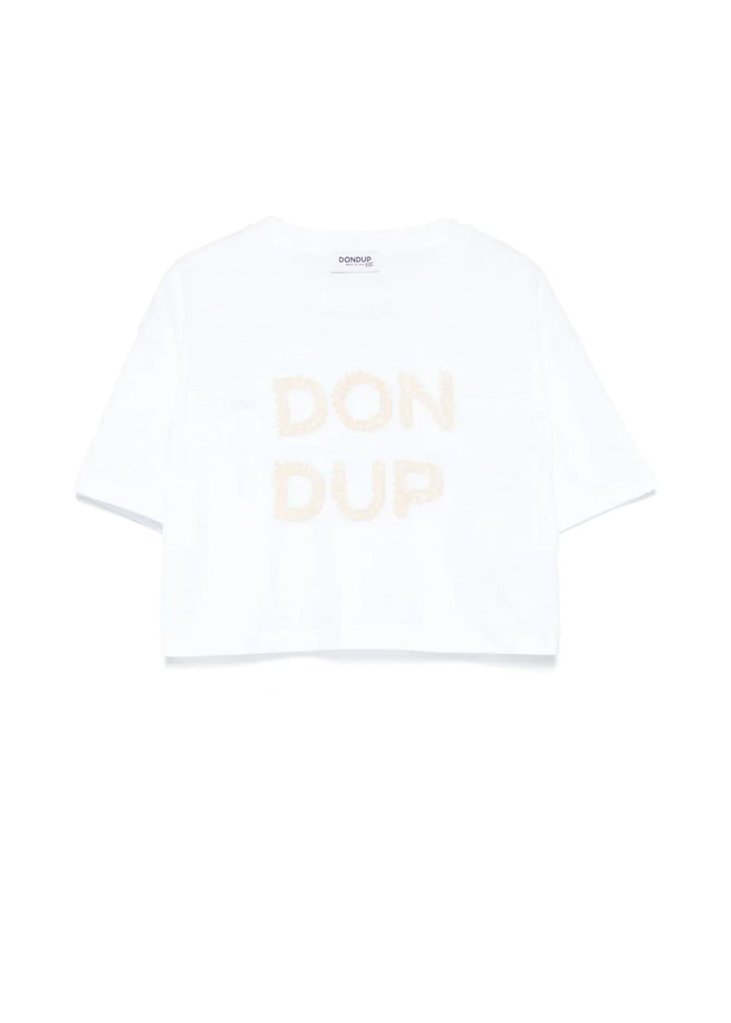 Dondup Kids T-Shirt Bianca Crop con Logo per Bambine
