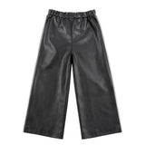 Palm Angels Kids Pantalone Nero Effetto Pelle per Bambini