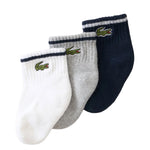 Lacoste Kids Calzini Bianco Grigio e Blu con Logo per Neonati