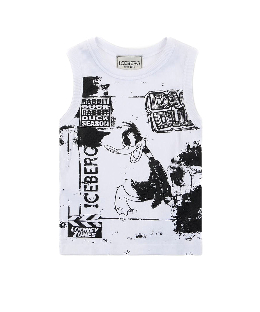Iceberg Kids Canotta Bianca con Stampa Daffy Duck