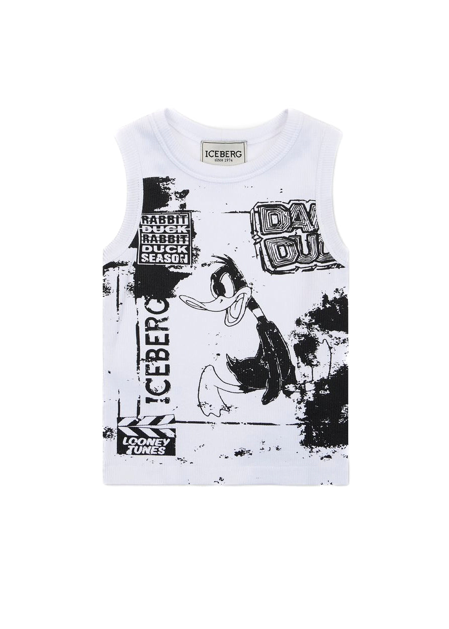 Iceberg Kids Canotta Bianca con Stampa Daffy Duck