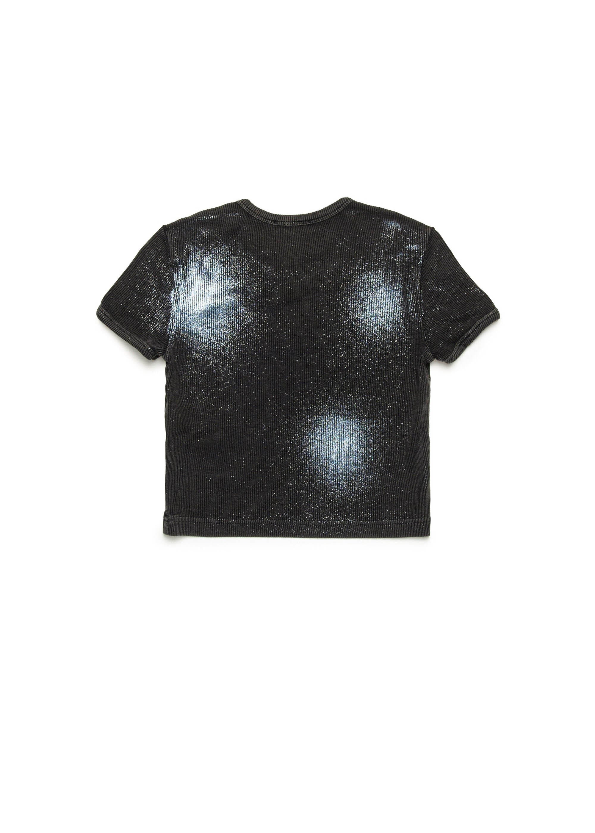 Diesel Kids T-Shirt Nera Mylar con Logo per Bambine