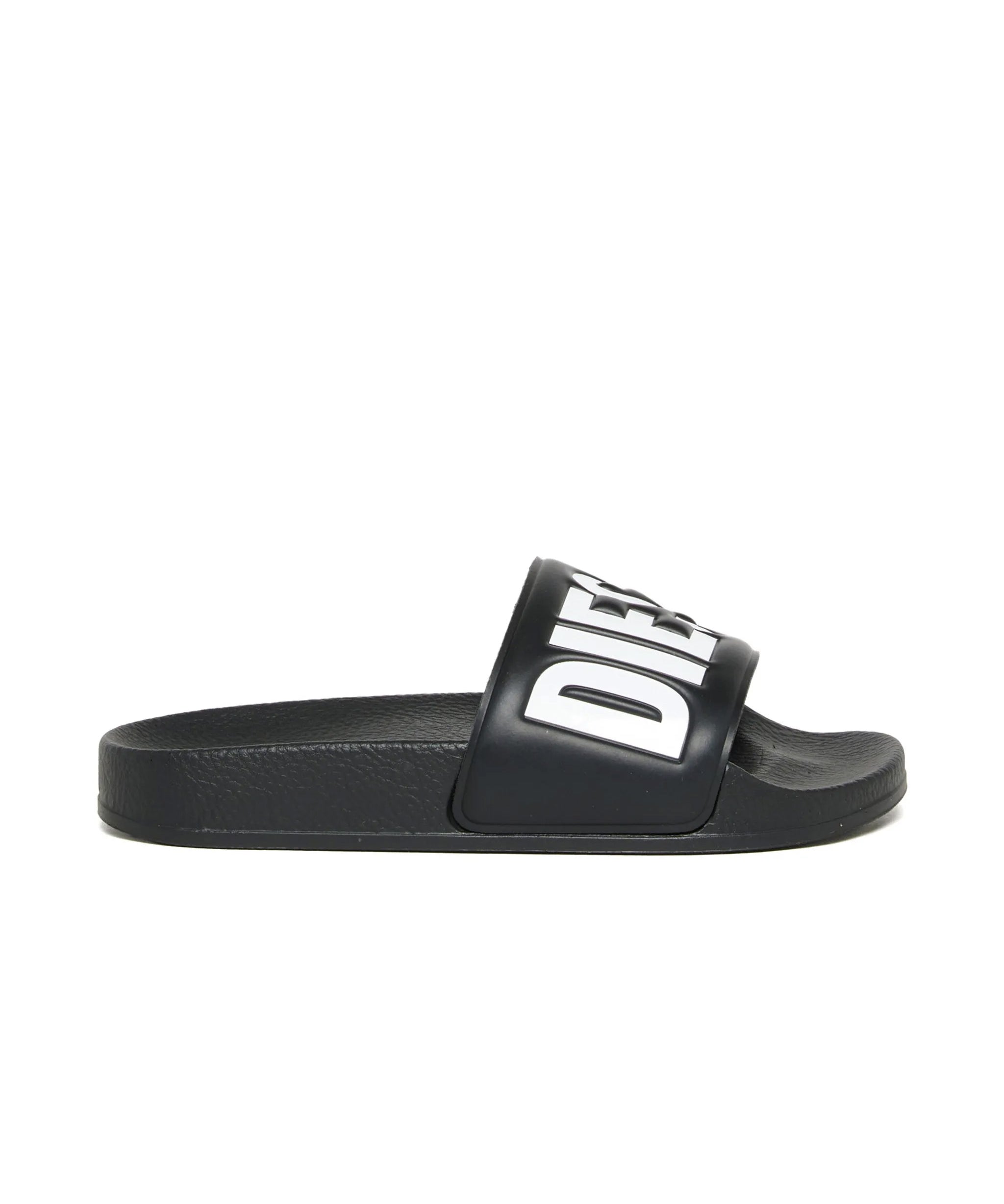 Diesel Kids Ciabatta Nero con Logo Bianco Unisex