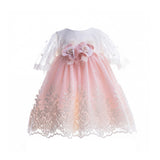 Marlù Abito Vaniglia/Rosa da Cerimonia con Applicazioni per Neonate