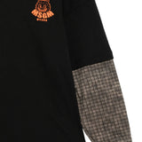 MSGM Kids T-Shirt Maniche Lunghe Nero con Stampa Arancione per Bambini