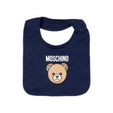 Moschino Kids Set Nascita Blu Navy con Tutina, Cappellino e Bavaglino con Stampa Teddy Bear e Logo per Neonati