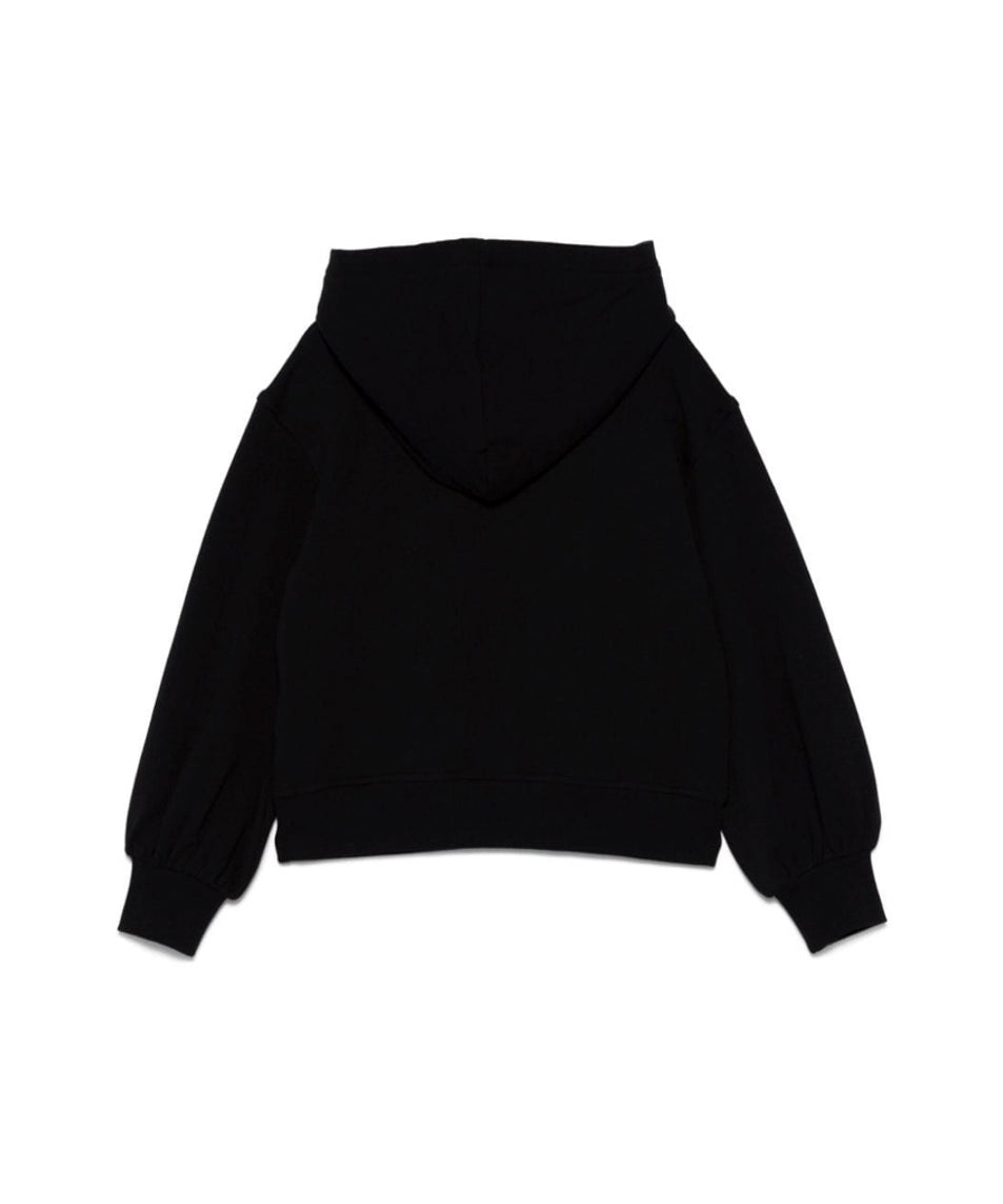 Moschino Kids Felpa Nera con Cappuccio e Logo Borchiato per Bambine (retro)