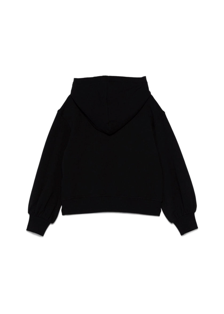 Moschino Kids Felpa Nera con Cappuccio e Logo Borchiato per Bambine (retro)