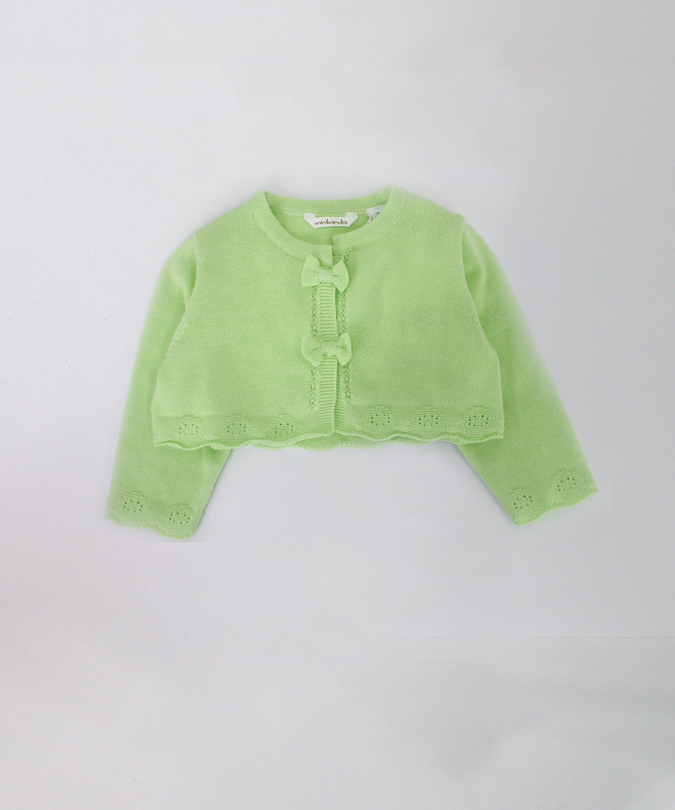 Minibanda Cardigan Verde con Fiocchi per Neonate