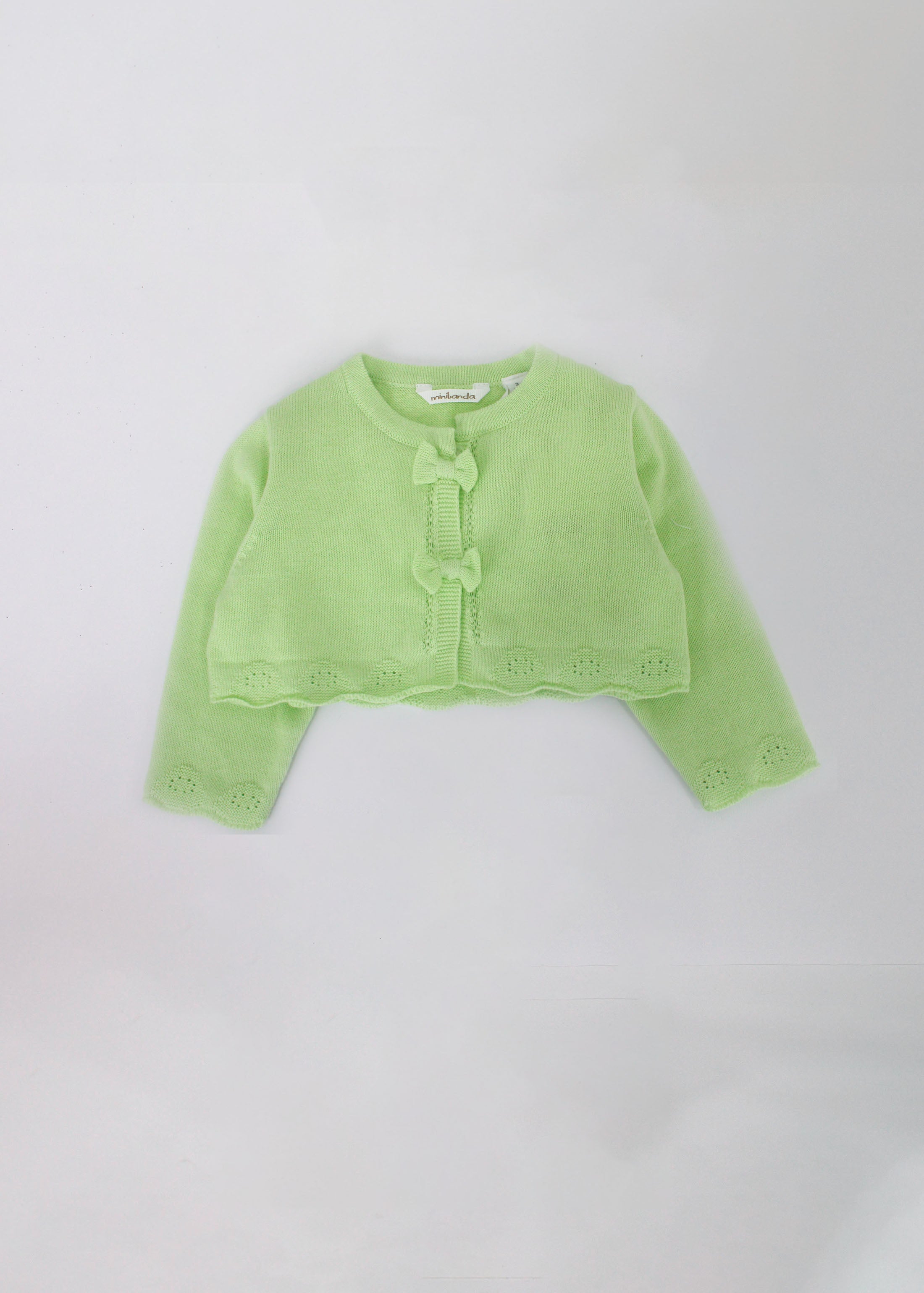 Minibanda Cardigan Verde con Fiocchi per Neonate